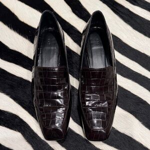 COS Ladies Dark brown Crocodile Pattern Loafers